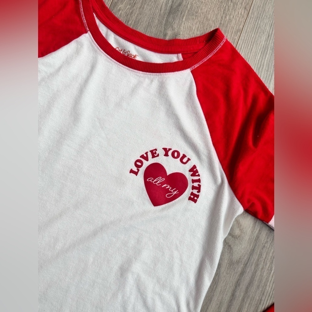 XL 14/16 cat & Jack target Valentine’s Day long sleeve tee shirt top love heart - Picture 2 of 4